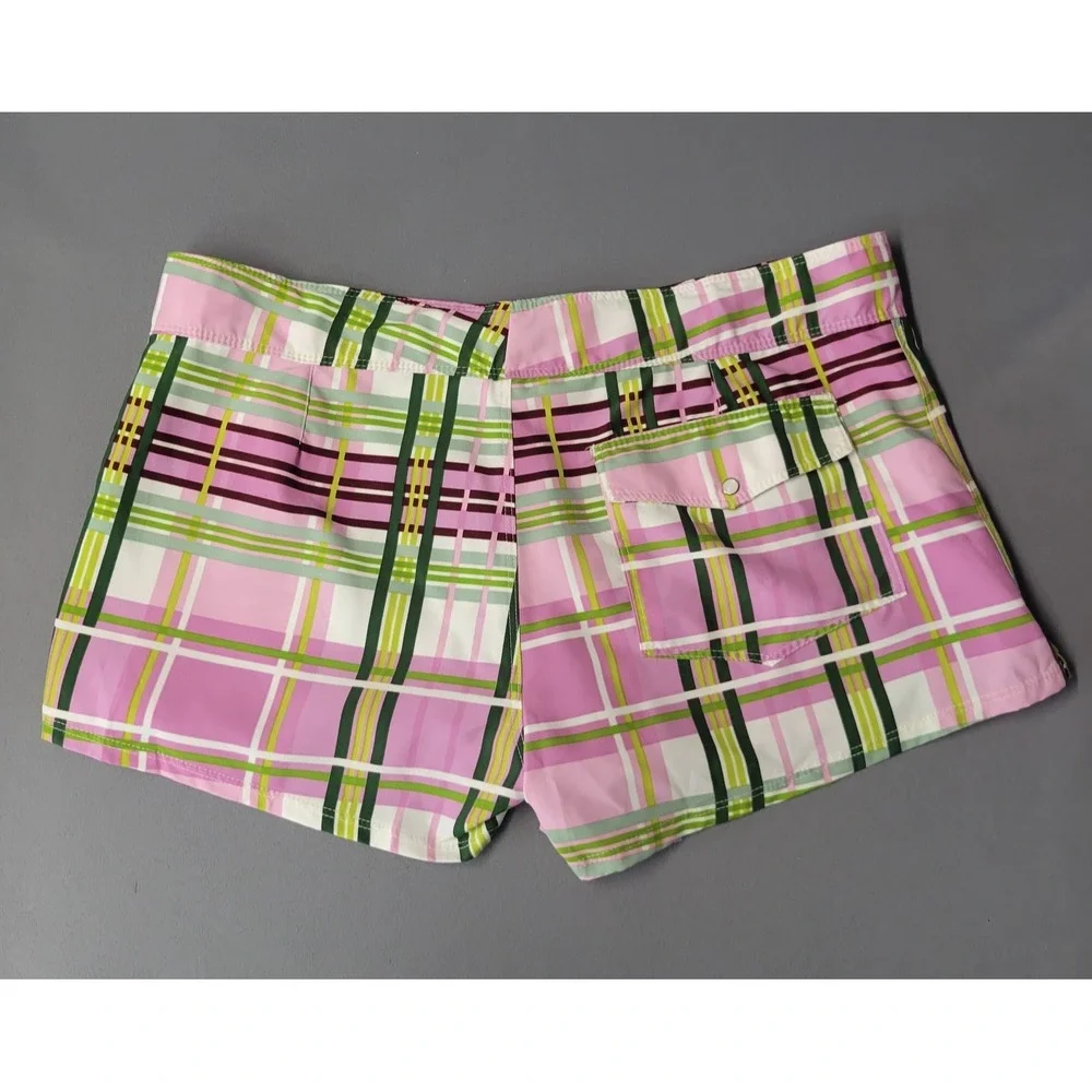 Agua Doce Shorts Womens Medium Plaid Swim Boardshorts Brazilian Beach Swimwear